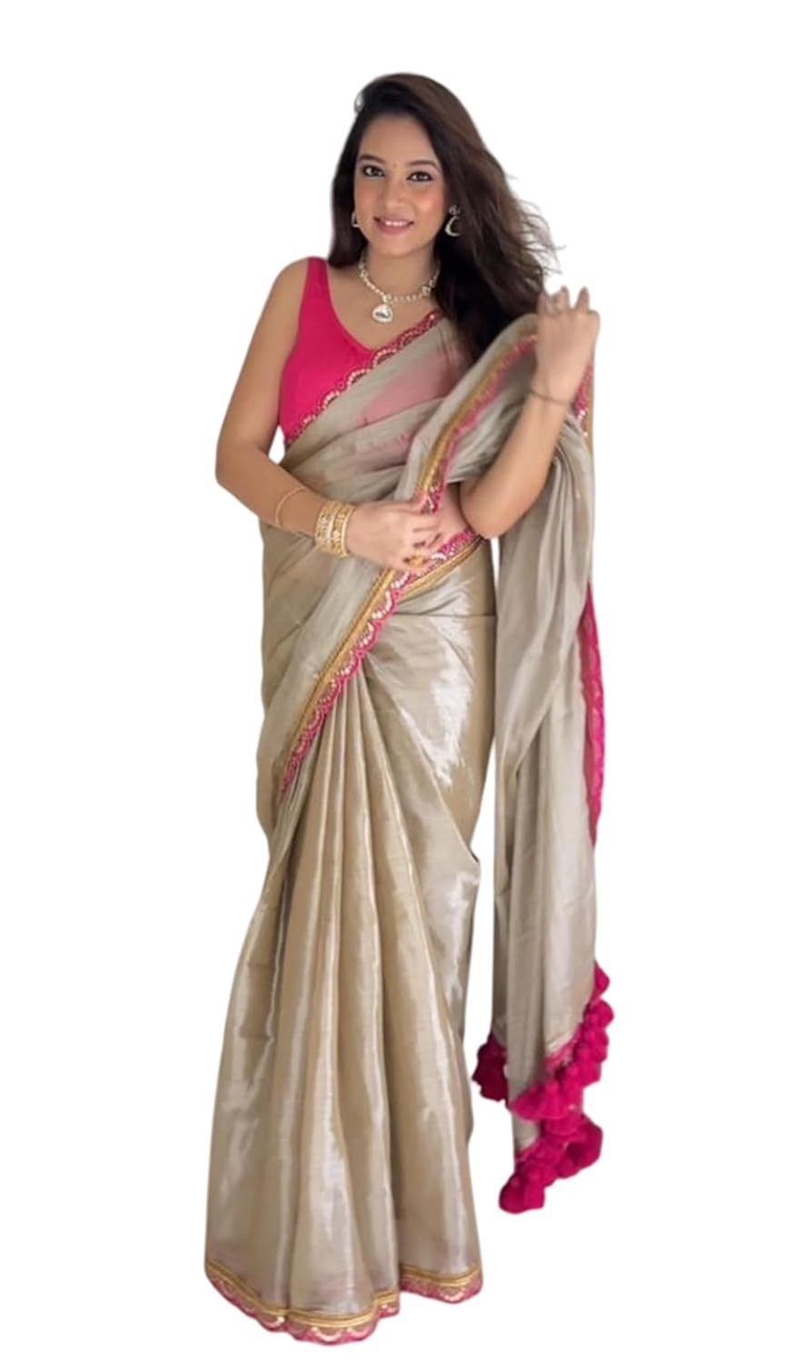 Women’s Two-Tone Soft Erode Silk Saree with Lace Border, Banglori Blouse Piece