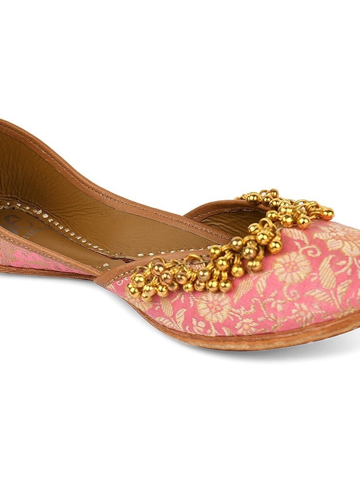 Khussa Banarsi brocade Silk base with Ghungroos