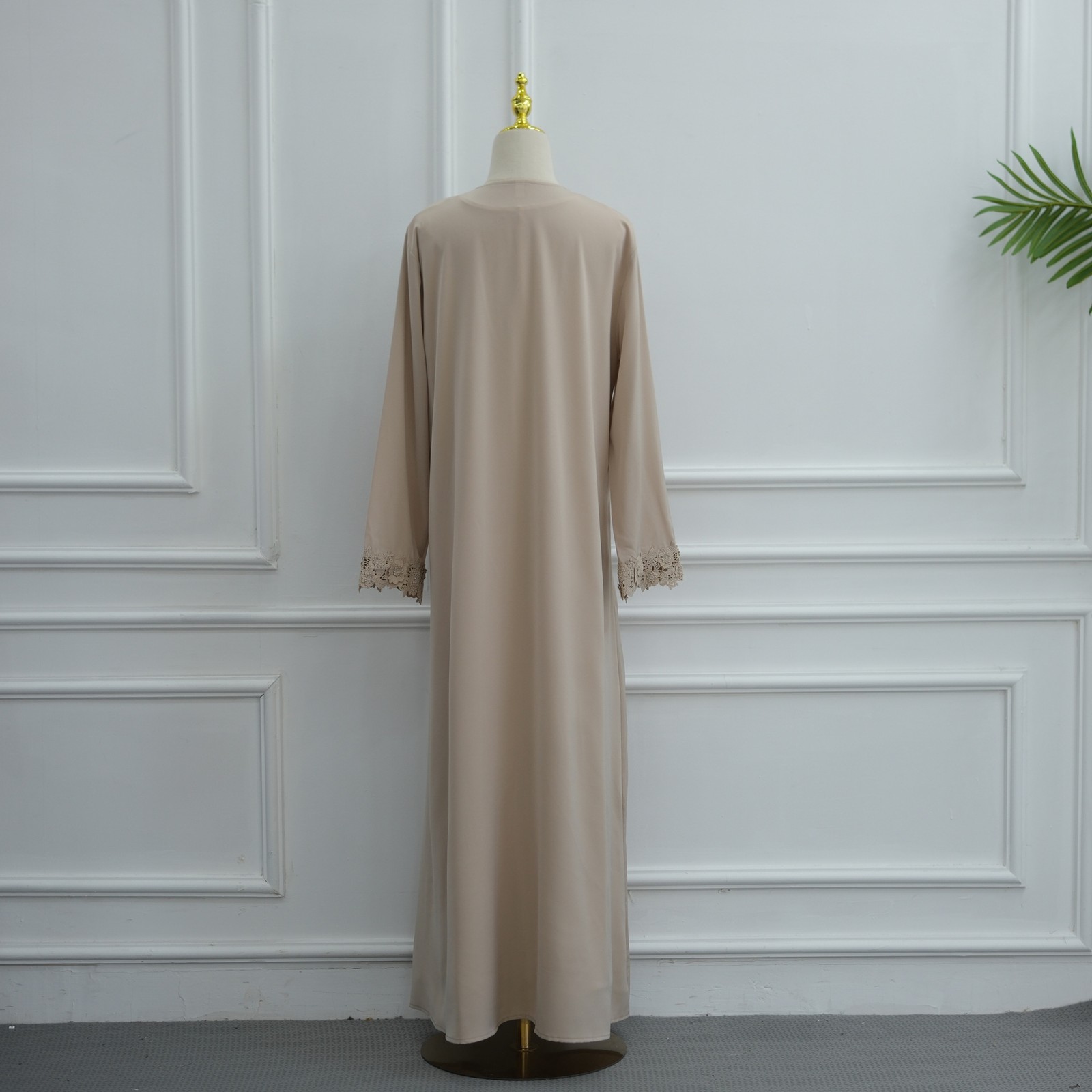 Muslim Robe 3D Floral Applique Open Abaya Cardigan Dress Arab Women Kaftan Gown