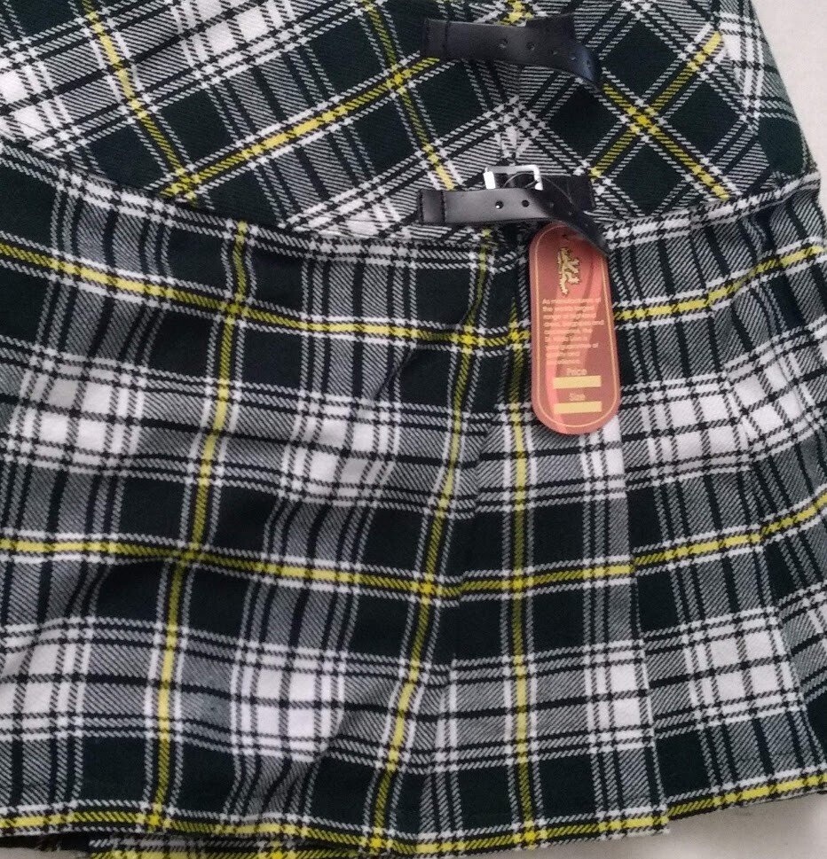 St Kilda Highland Plaid Dress Skirt Kilt Black Yellow Scottish Tartans Tag 36