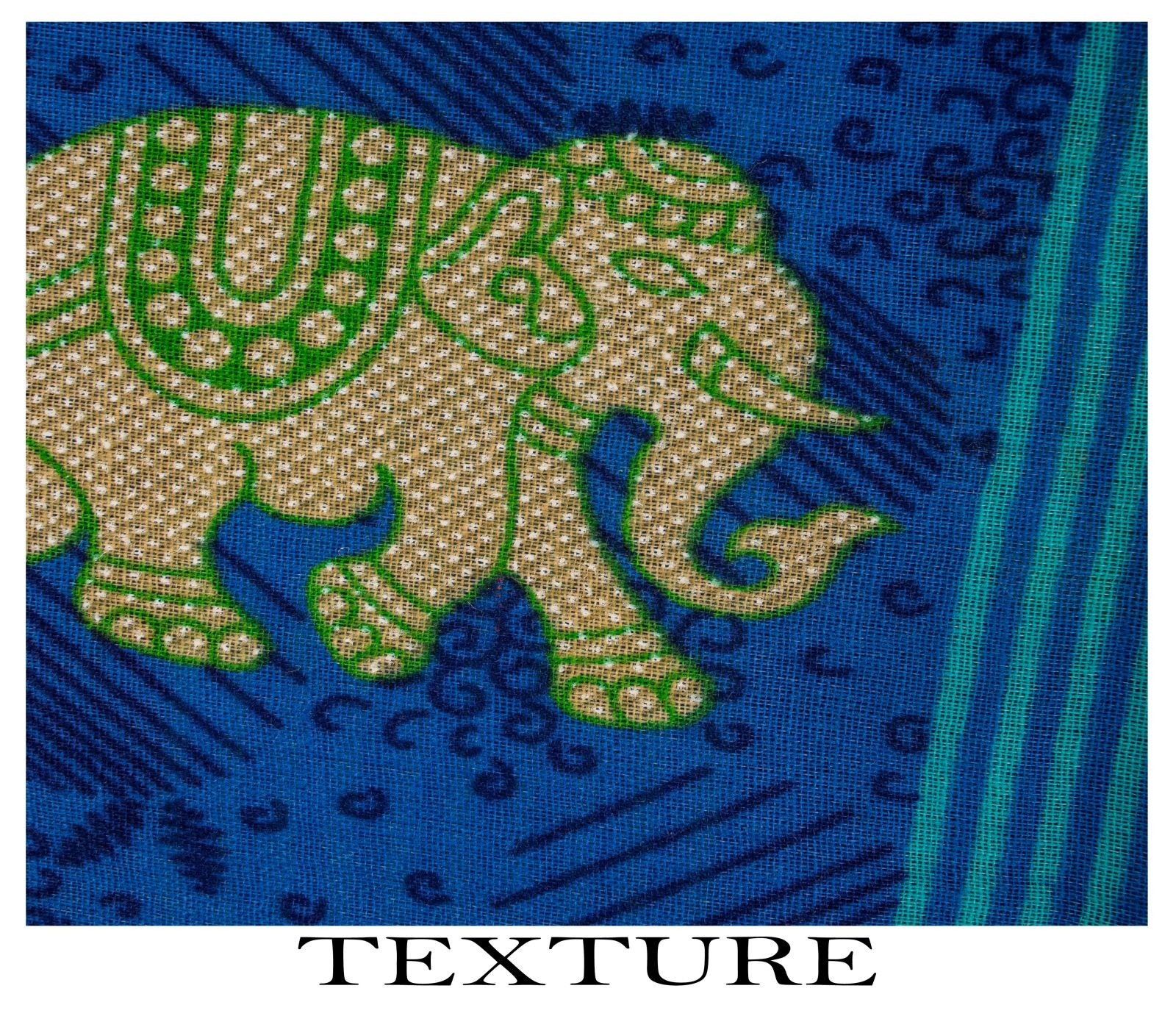 Sanskriti Vintage Saree Blue-Green Pure Cotton Animal Printed Craft Fabric Sari