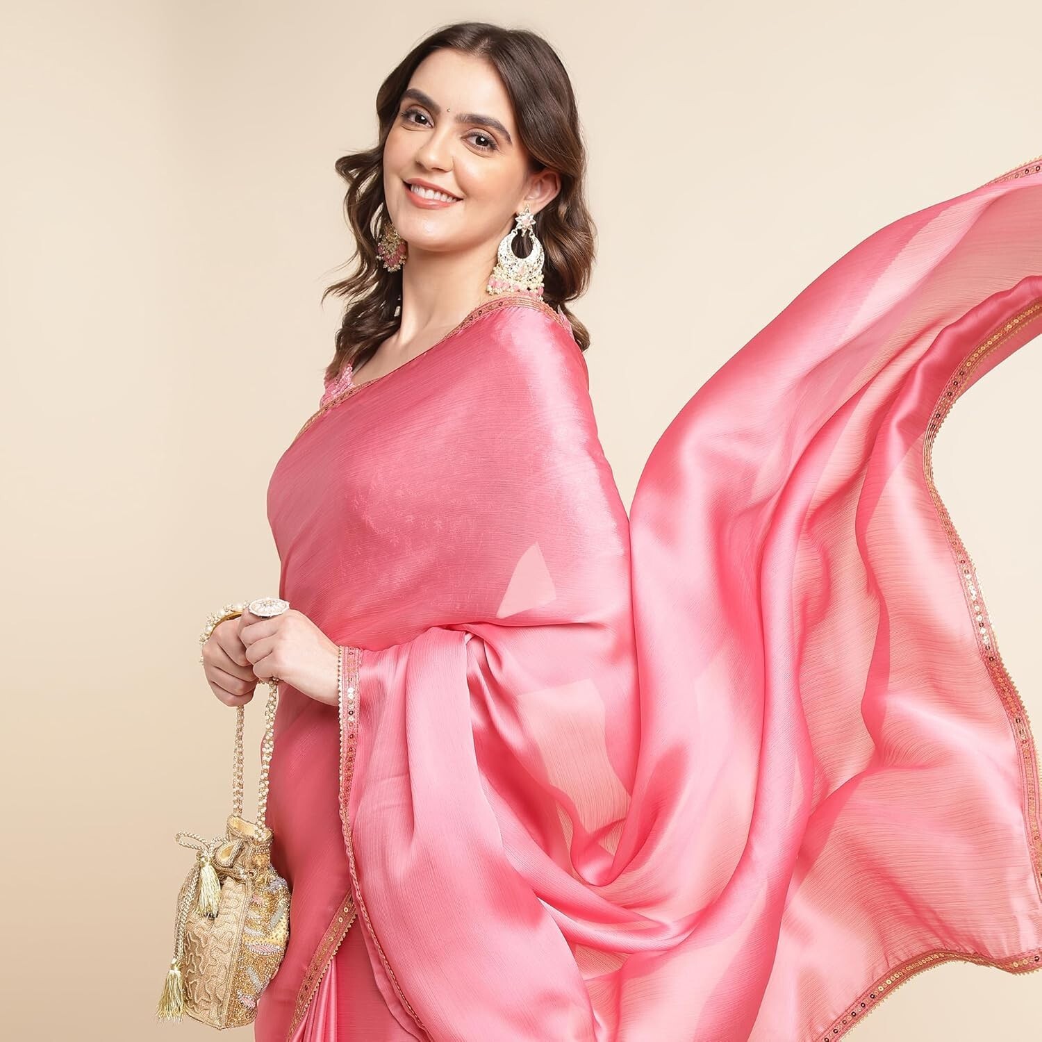 Women’s Fancy Satin Chiffon Saree