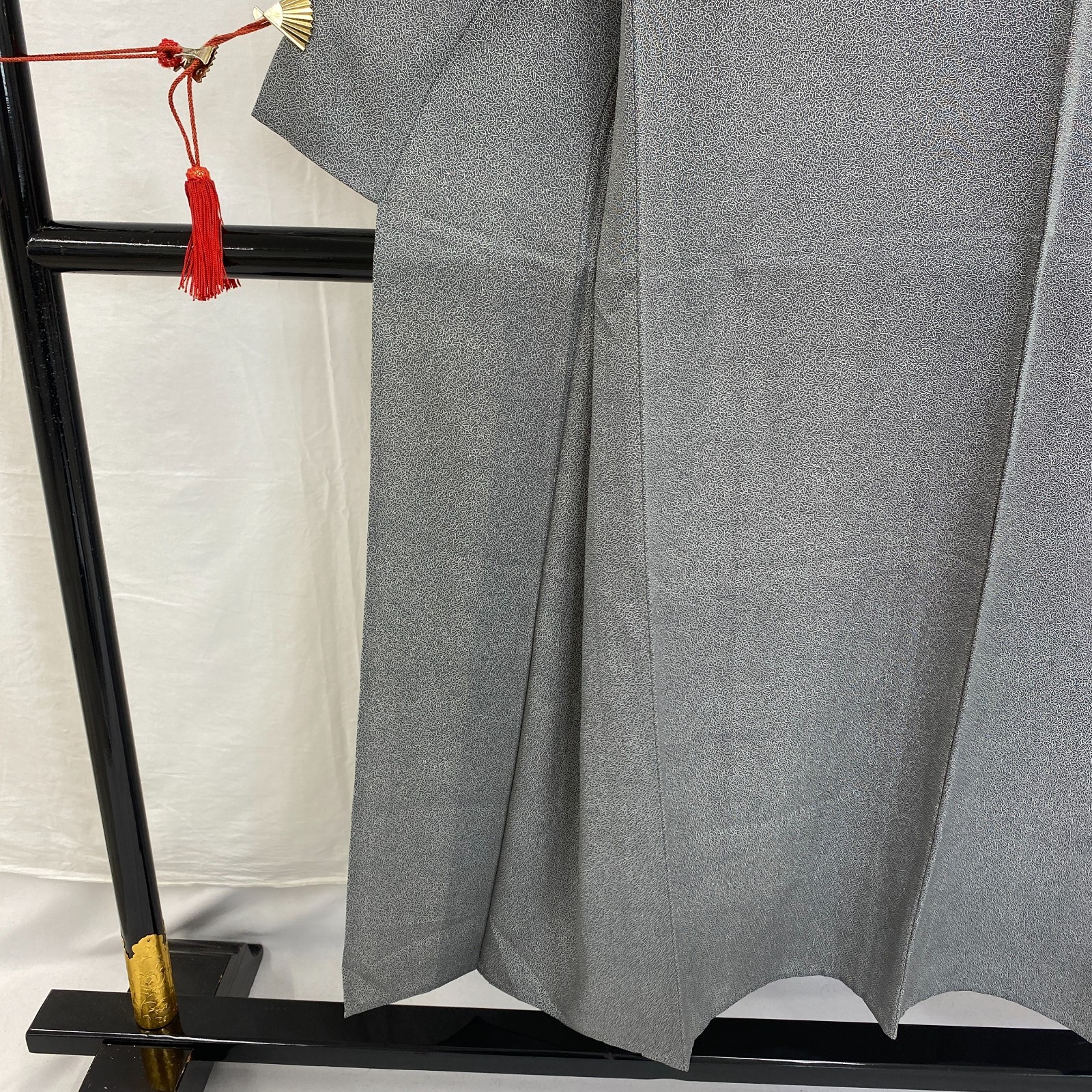Japanese Vintage Kimono Polyester Gray No Lining Traditional Length 57in