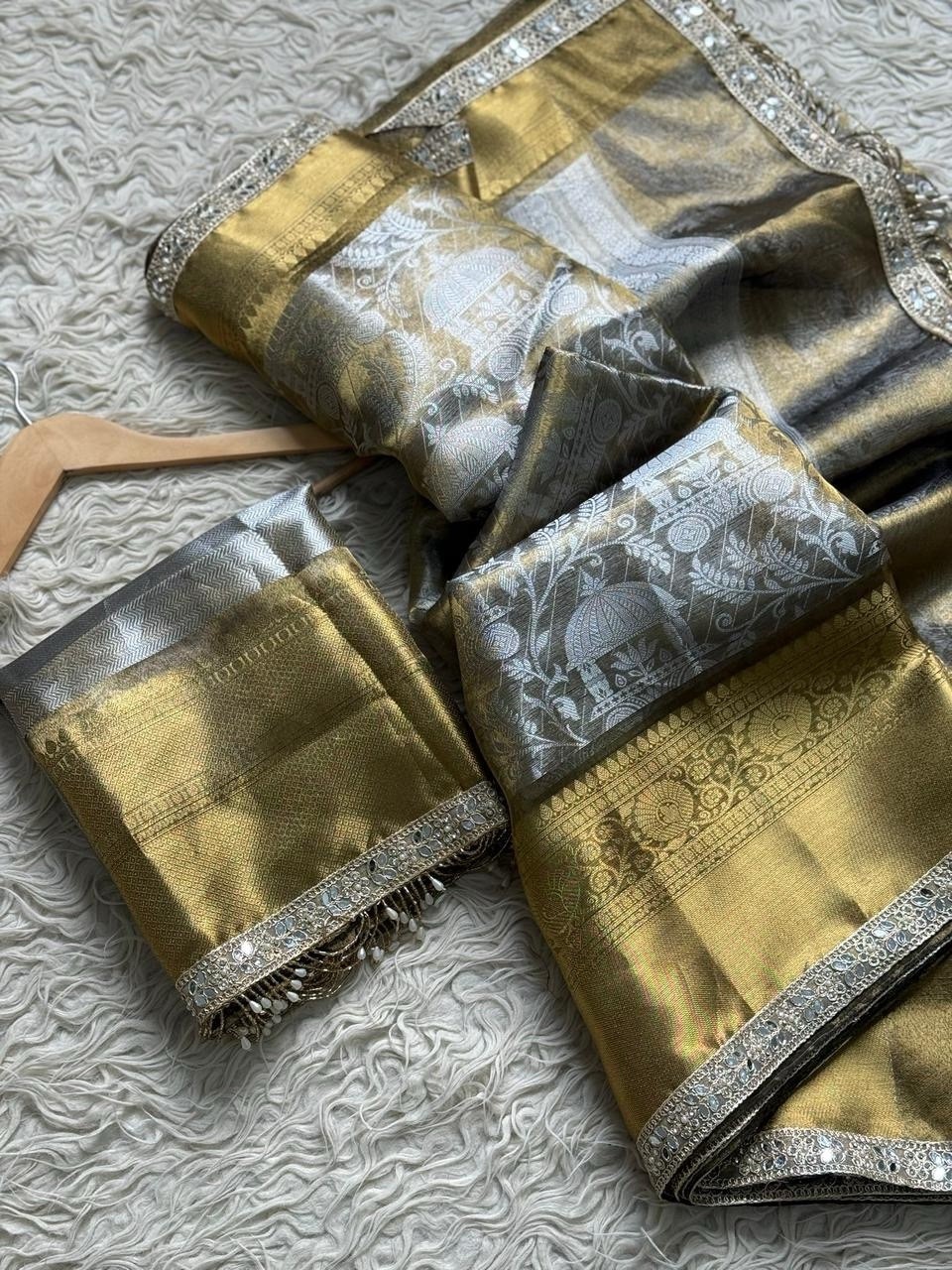 Tissue Sari Indian Sarees Blouse Brocade Blouse Traditional Sari Fancy Sari
