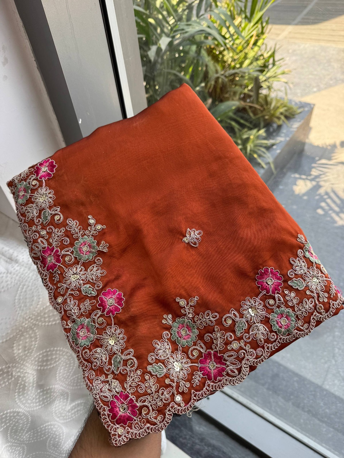 Wedding Rangoli Silk Saree Embroidered Lace Border Party Wear Indian Sari Women