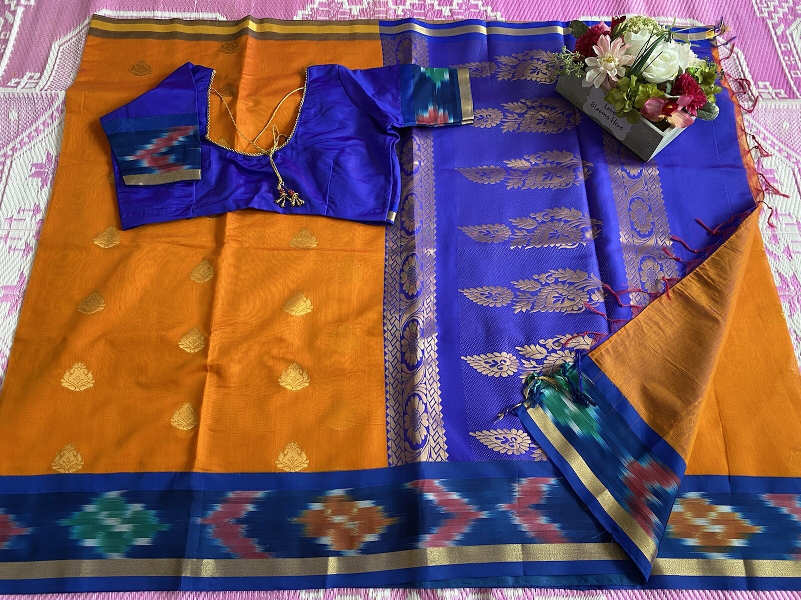 New Beautiful Chanderi Silk Cotton Saree With Sticthed Blouse Fits 38/40/42/44