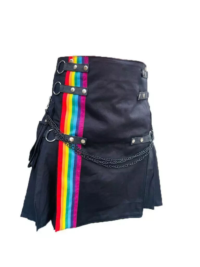 New Rainbow Kilt Hybrid Utility Cotton Kilt for Gay and Men