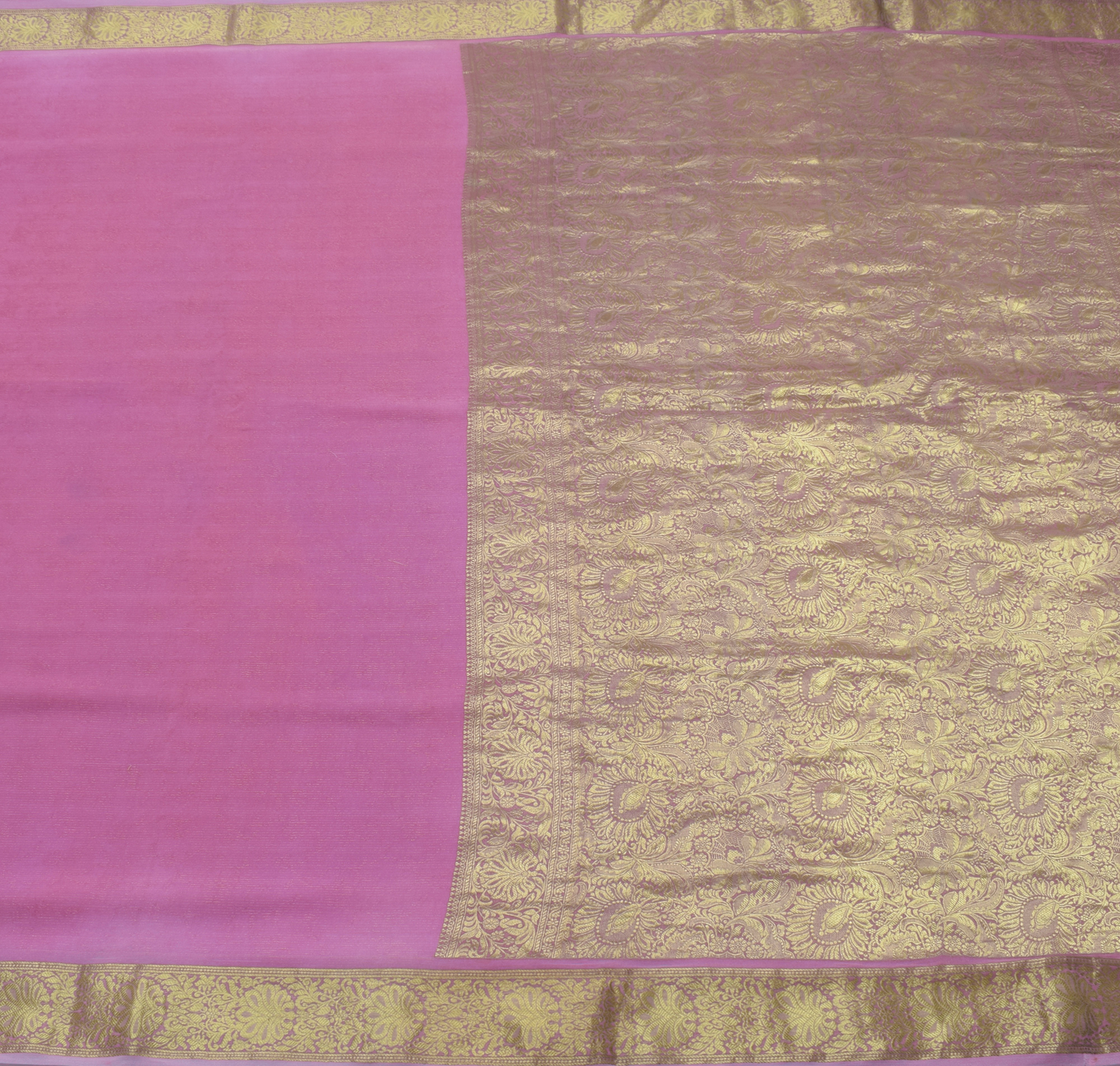 Sushila Vintage Lavender Saree Pure Georgette Silk Woven Floral 5 YD Sari Fabric