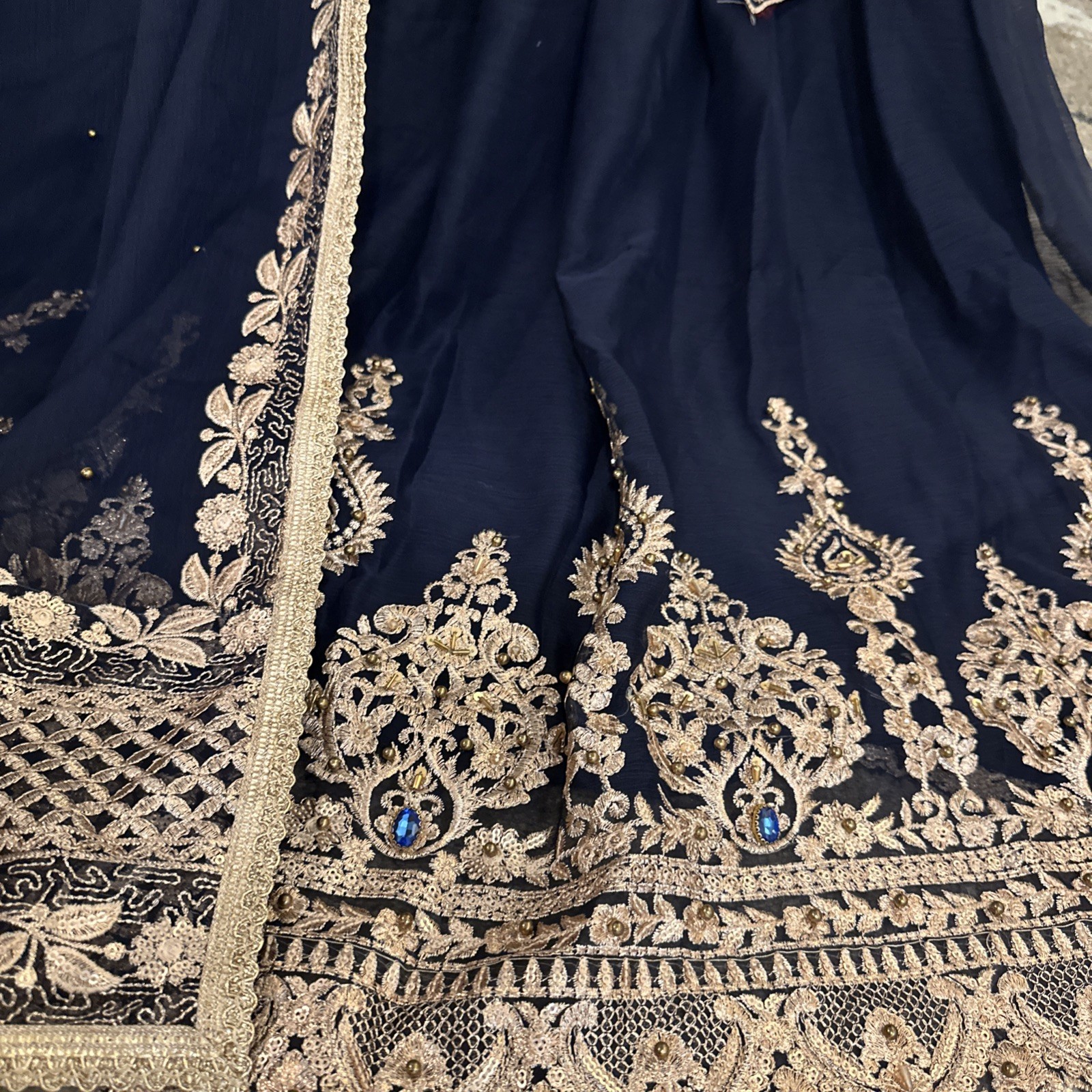 Pakistani Indian anarkali Embroidered Chiffon Long Duppatta Bust 42