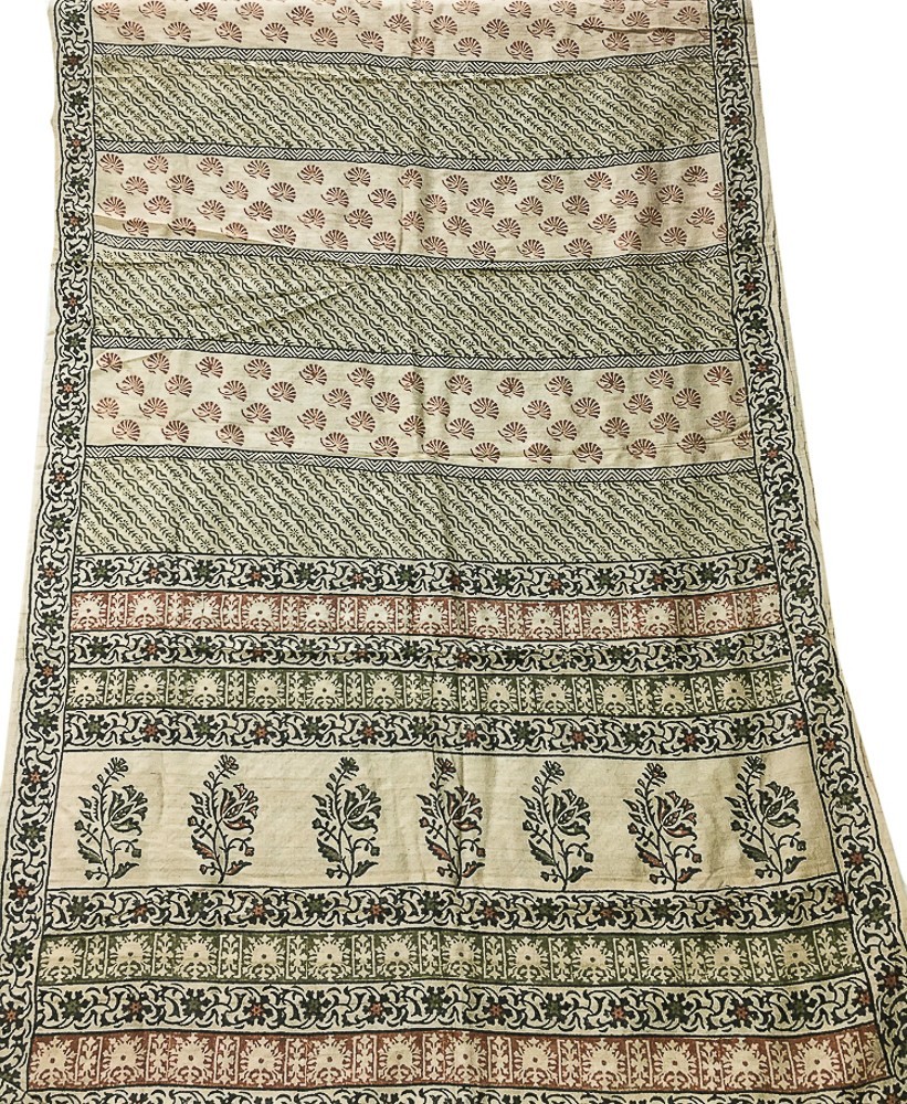 Pure Khadi Silk Handmade Beige Floral Sari, Ethnic wear Dress making PSS17800