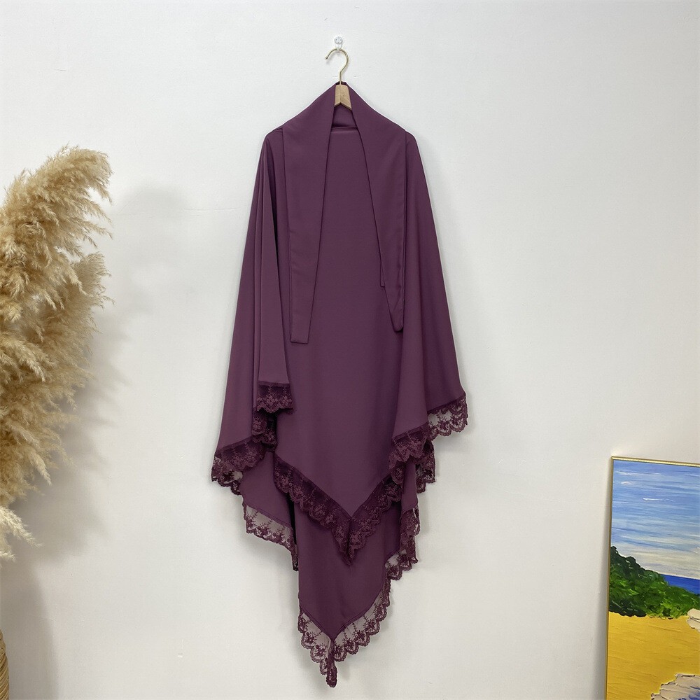 Muslim Women Overhead Khimar Prayer Garment Burqa Kaftan One Piece Hijab Top Eid