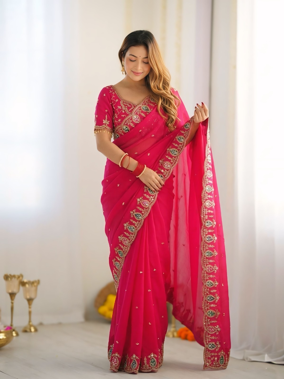 SARI INDIAN WEAR BOLLYWOOD DESIGNER PAKISTANI WOMEN SAREE ETHNIC BOLLYWOOD