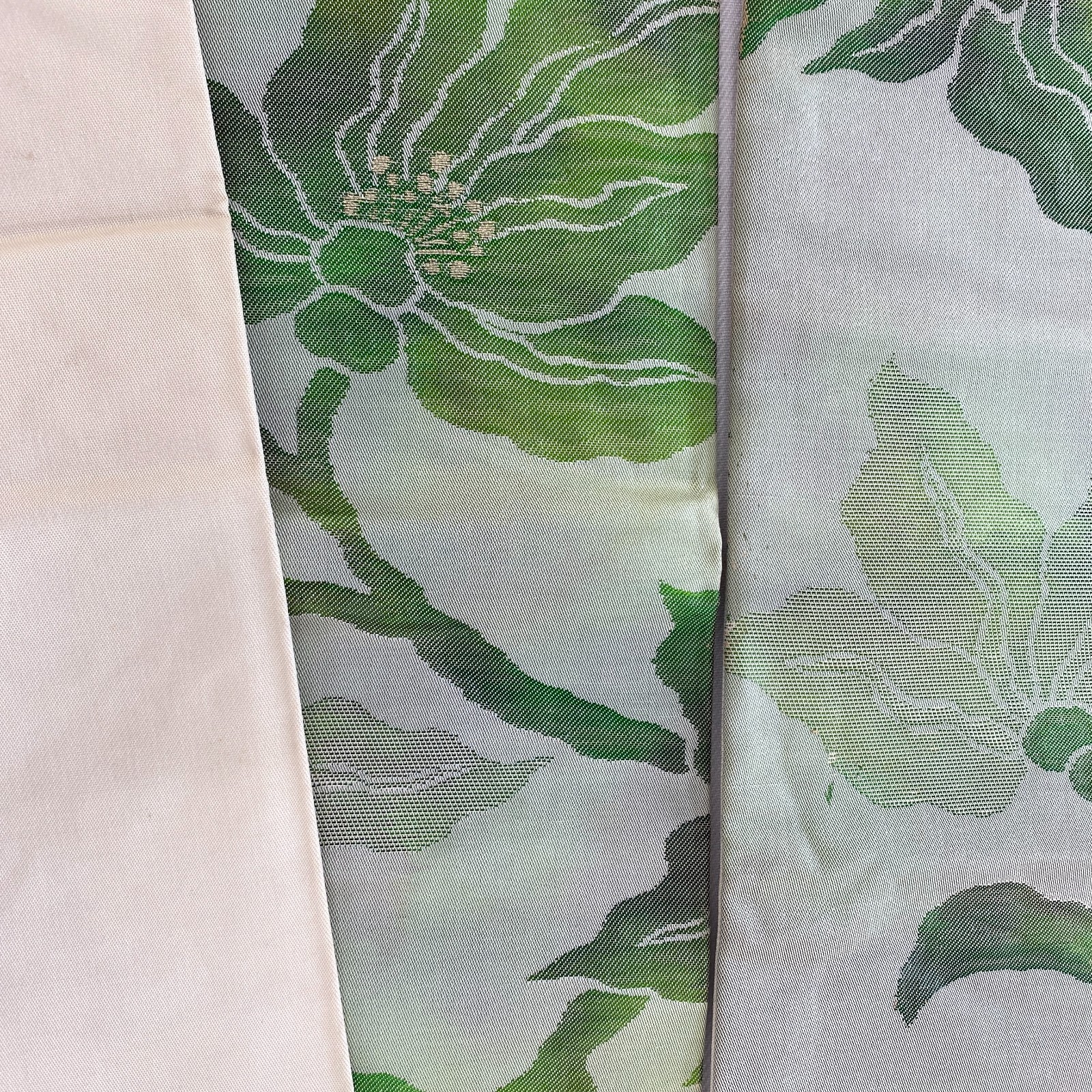 Japanese Vintage Kimono Nagoya Obi Silk Green Drit Traditional 137 x 12 in