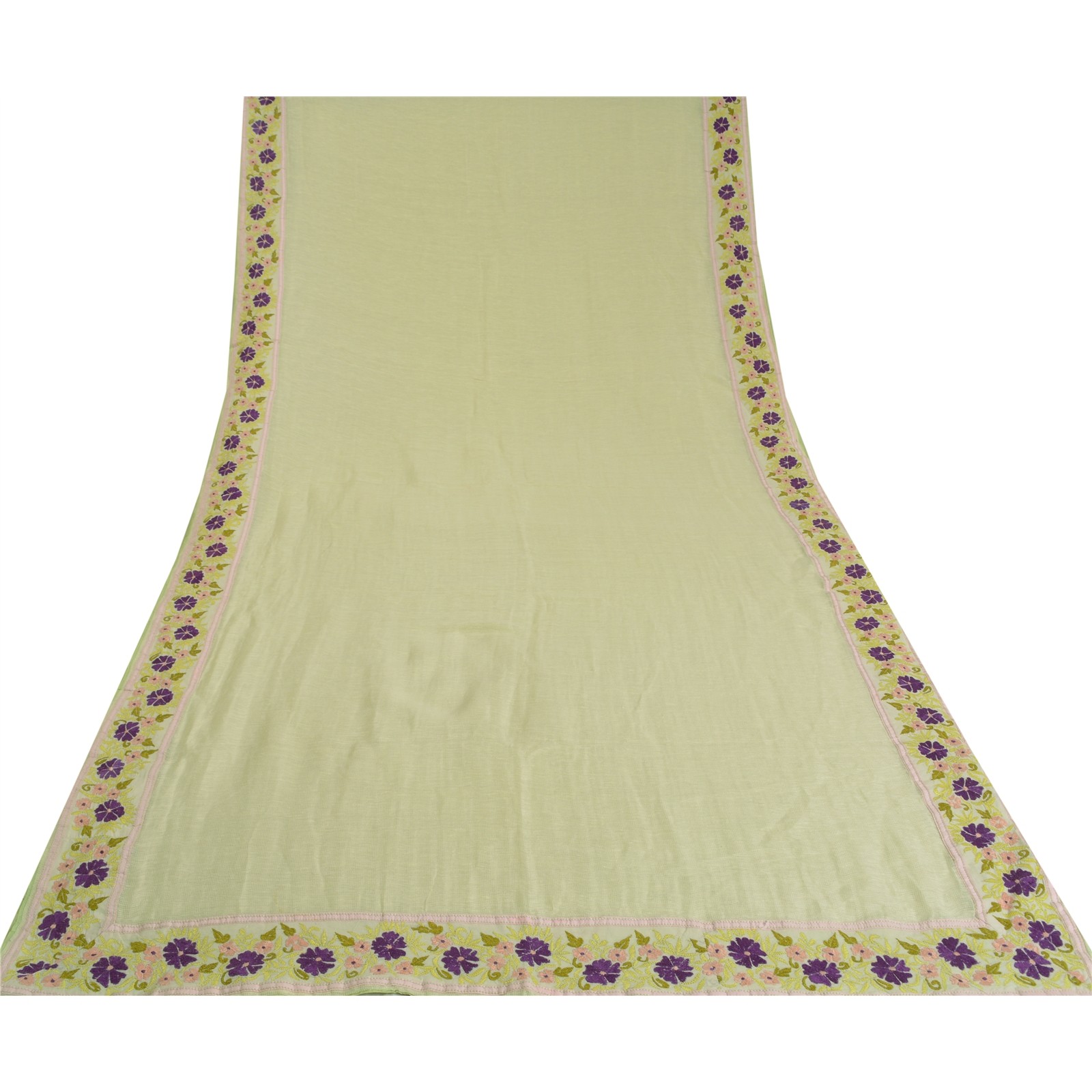 Sanskriti Vintage Cream Sarees Cotton Silk Embroidered Kota Doria Sari Fabric