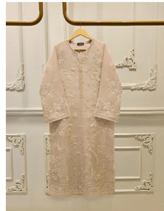 Agha Noor 2 Pieces – Embroidered PureOrganza S112752-00L-BEI- LARGE Beige Color
