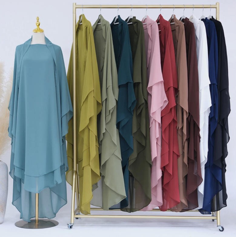Islamic Niqab Burqa Tops Khimar Hijab Kaftan Abaya Large Two Layers Muslim Women