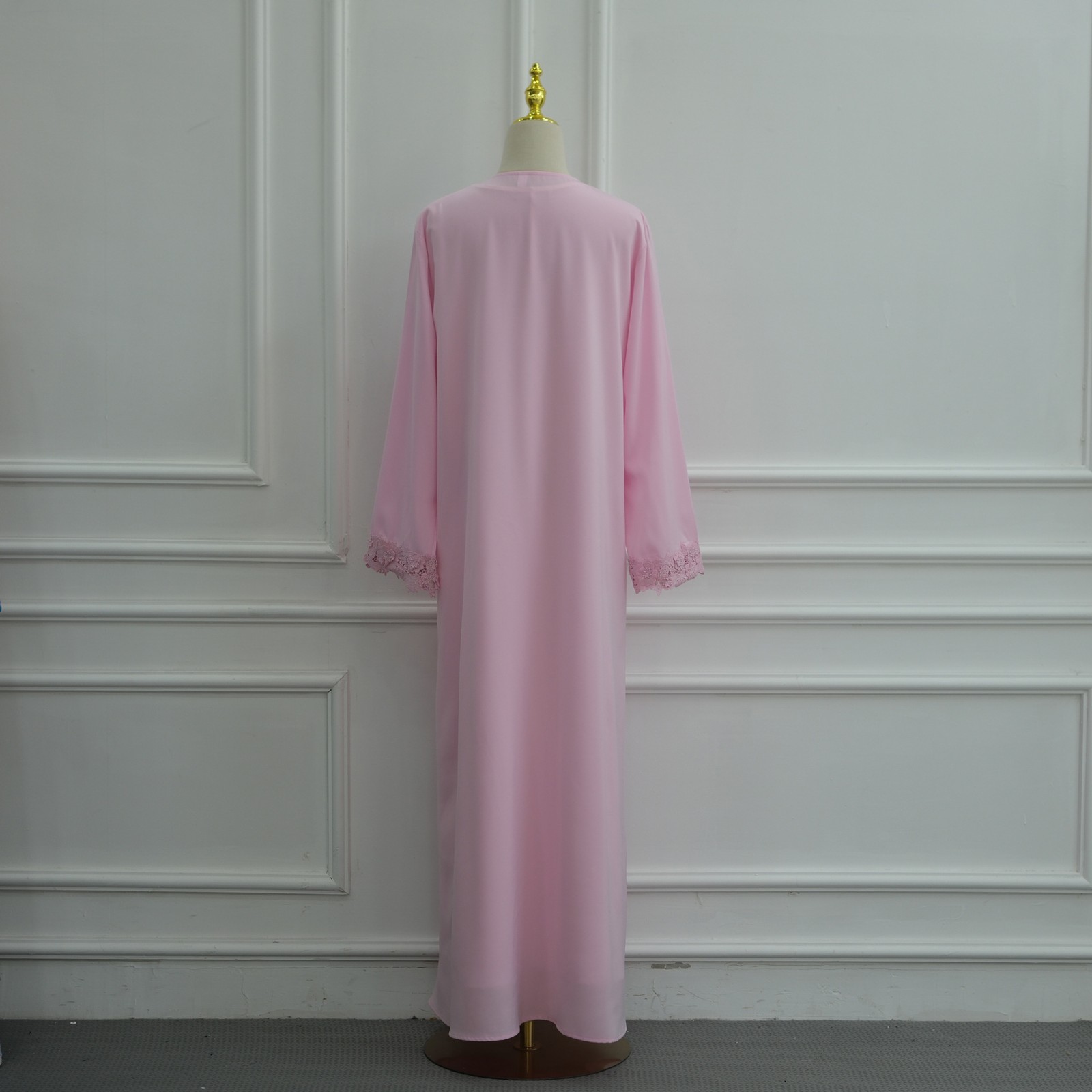 Muslim Robe 3D Floral Applique Open Abaya Cardigan Dress Arab Women Kaftan Gown