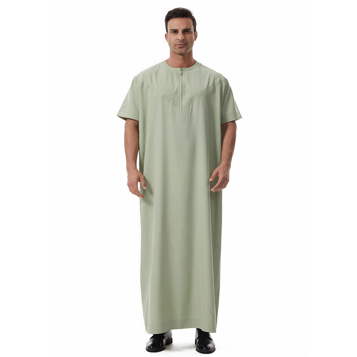 Men Thobe Jubba Thoub Muslim Men Short Sleeve Kaftan Saudi Arab Thoub Dishdasha