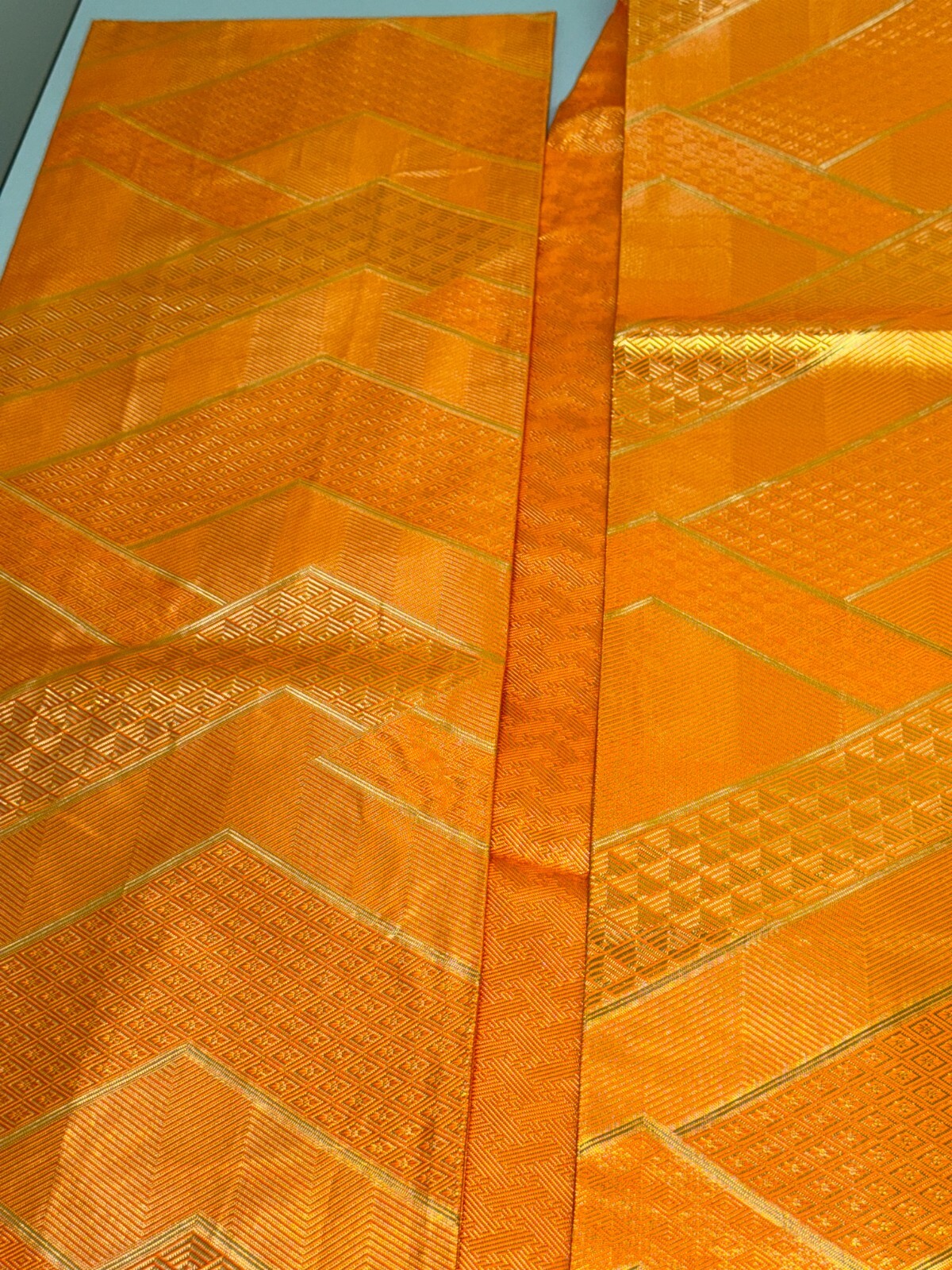 Japanese Vintage Kimono Fukuro Obi silk orange expensive tradition 170×12.2in