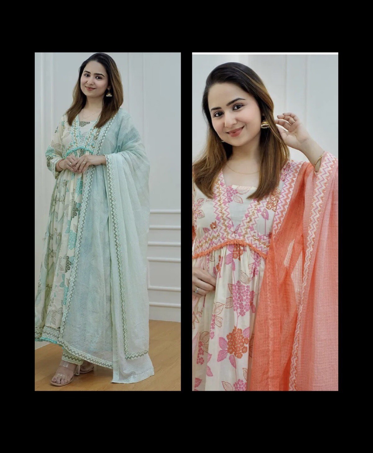 INDIAN PARTY WEAR PRINT WITH EMBROIDERY WORK TOP BOTTOM WITH DUPATTA
