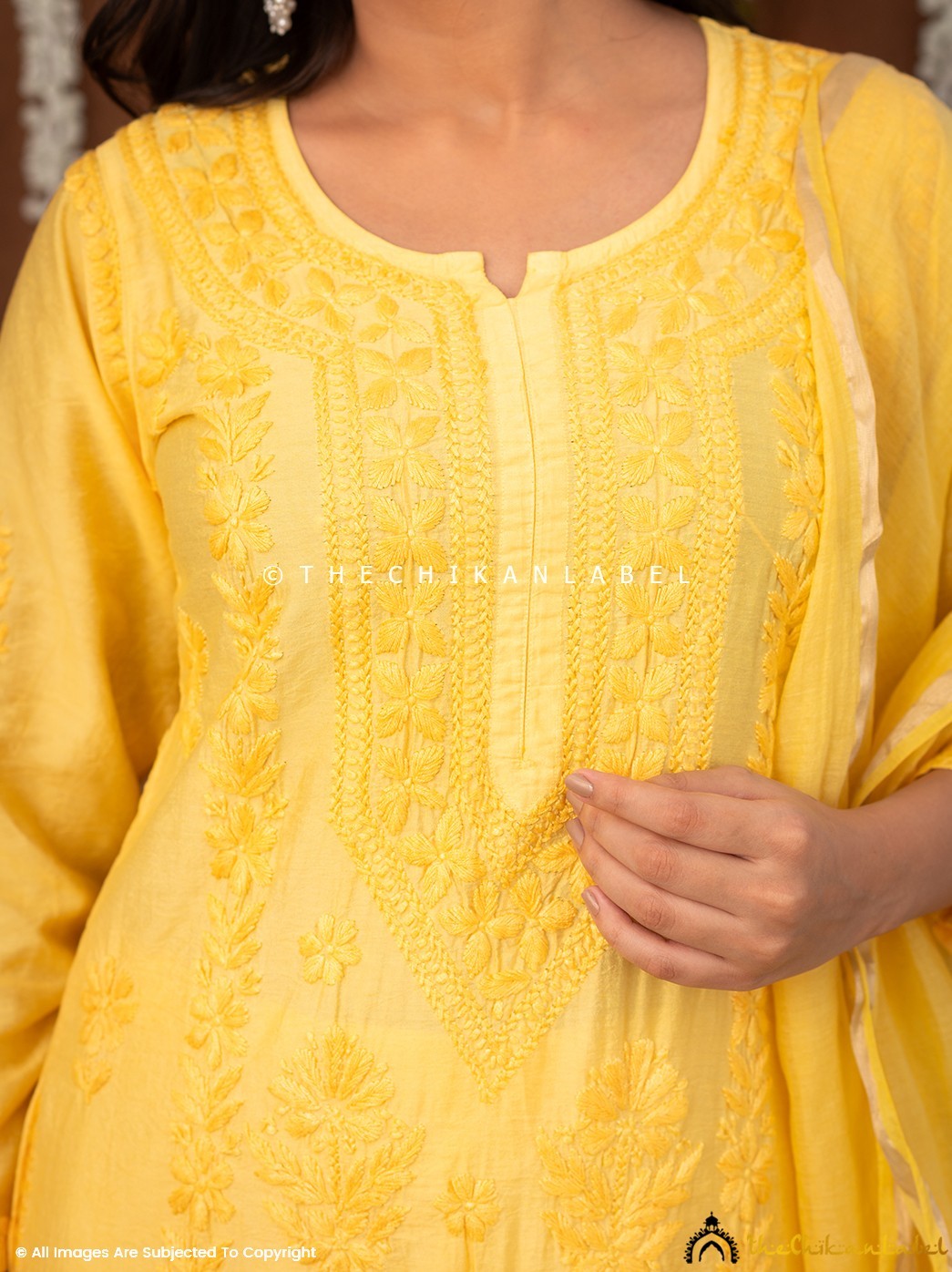Yellow Chikankari Kurta Set, Chikankari 3 Piece Set, Women Salwaar Kameez Suit