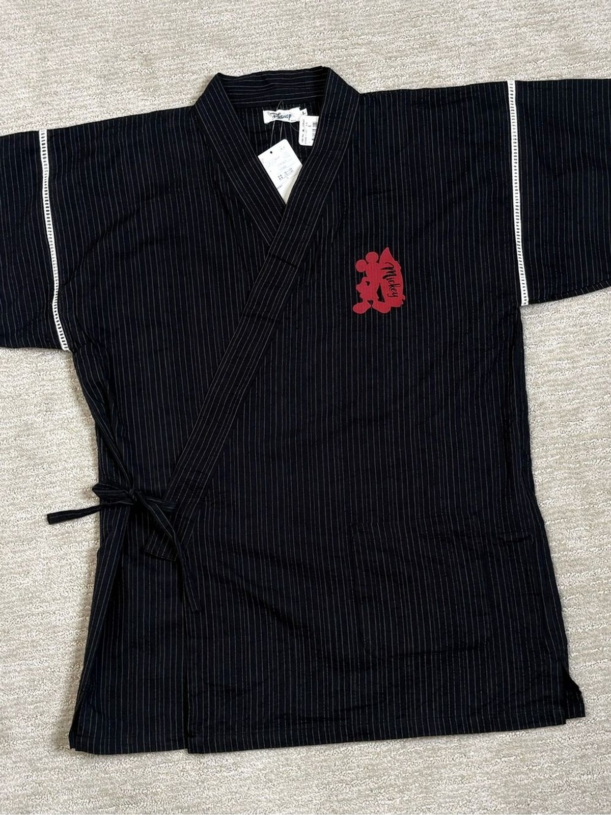 NWT Takihyo X Disney Mickey Mouse Surfer Kimono Robe Size Large Black Pinstripe