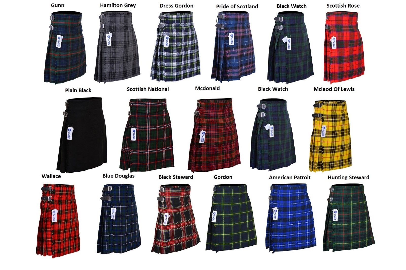 Men’s 5 Yard Scottish Kilts Tartan Kilt 13 Oz Highland Casual Kilt 21 Tartans