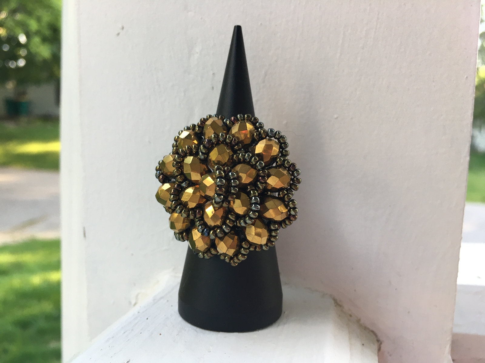 Handmade Mexican Huichol Bead Flower Ring – Anillo Mexicano – Artesanias