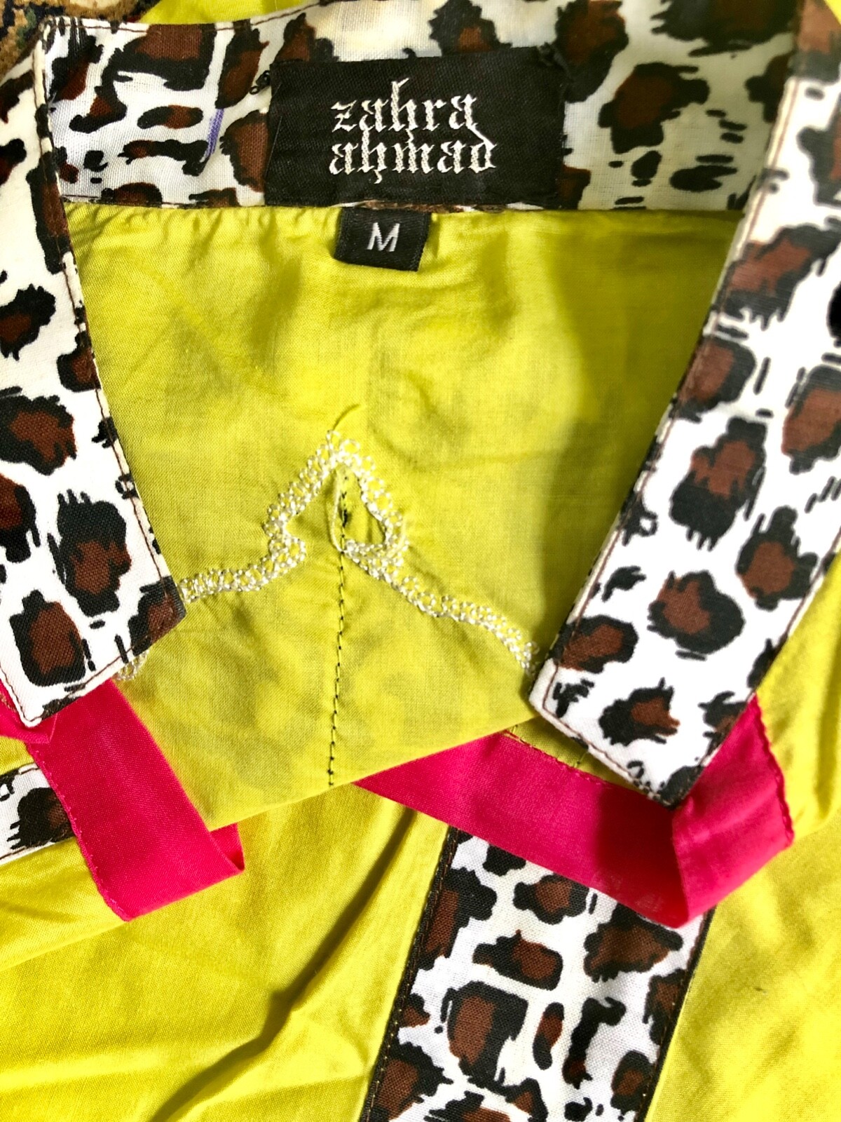 Pakistani Zahra Ahmad Bright Green Cotton Kurta with Zebra prints (Eid Sale)