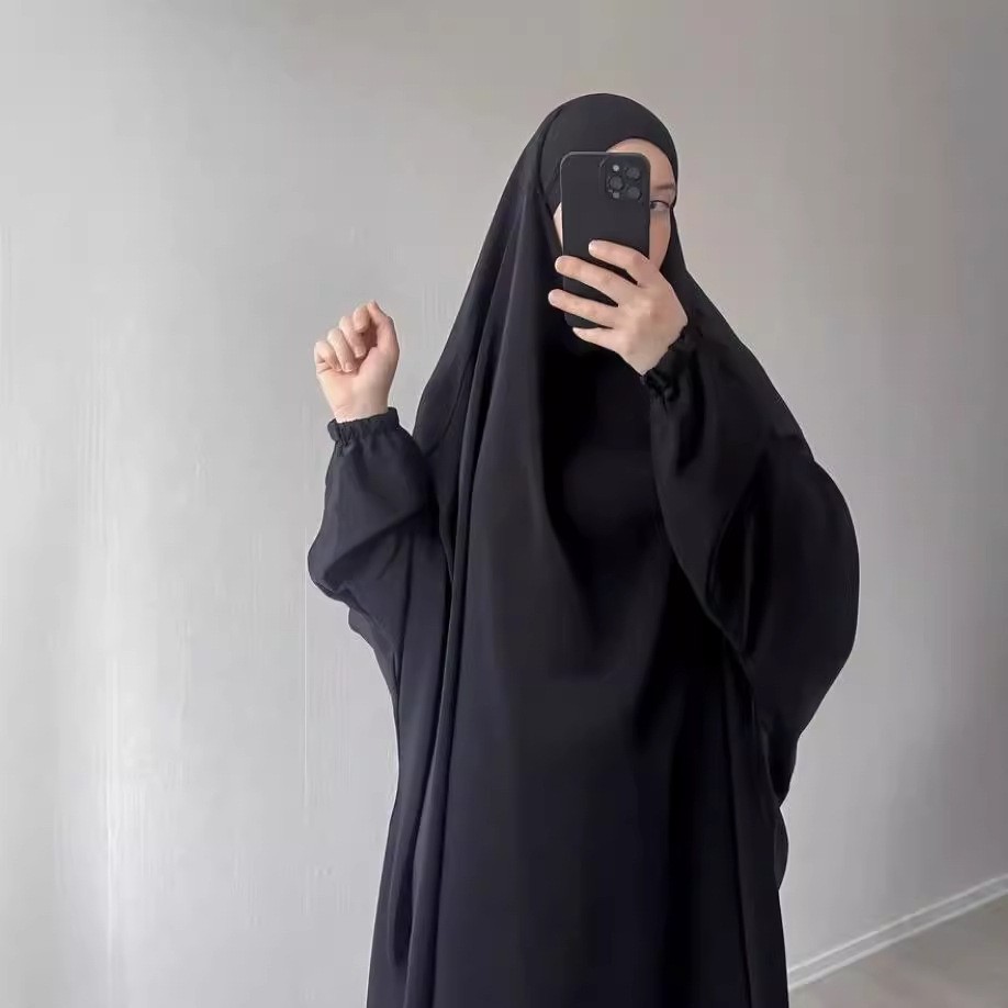 Muslim Women Kaftan Overhead Large Khimar Abaya Burka Ramadan Prayer Plain Set