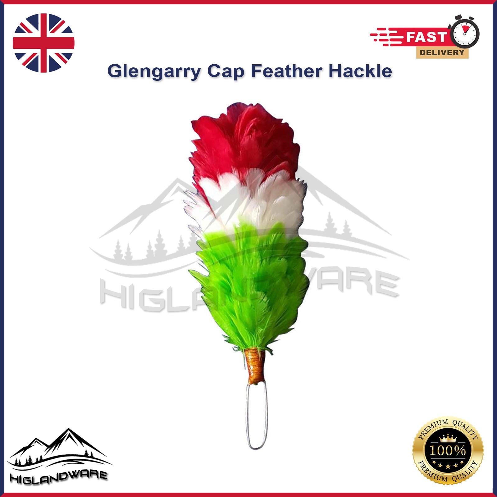 Scottish Army Balmoral Cap Glengarry Hats Hackles Plume Feather Hackle 6″