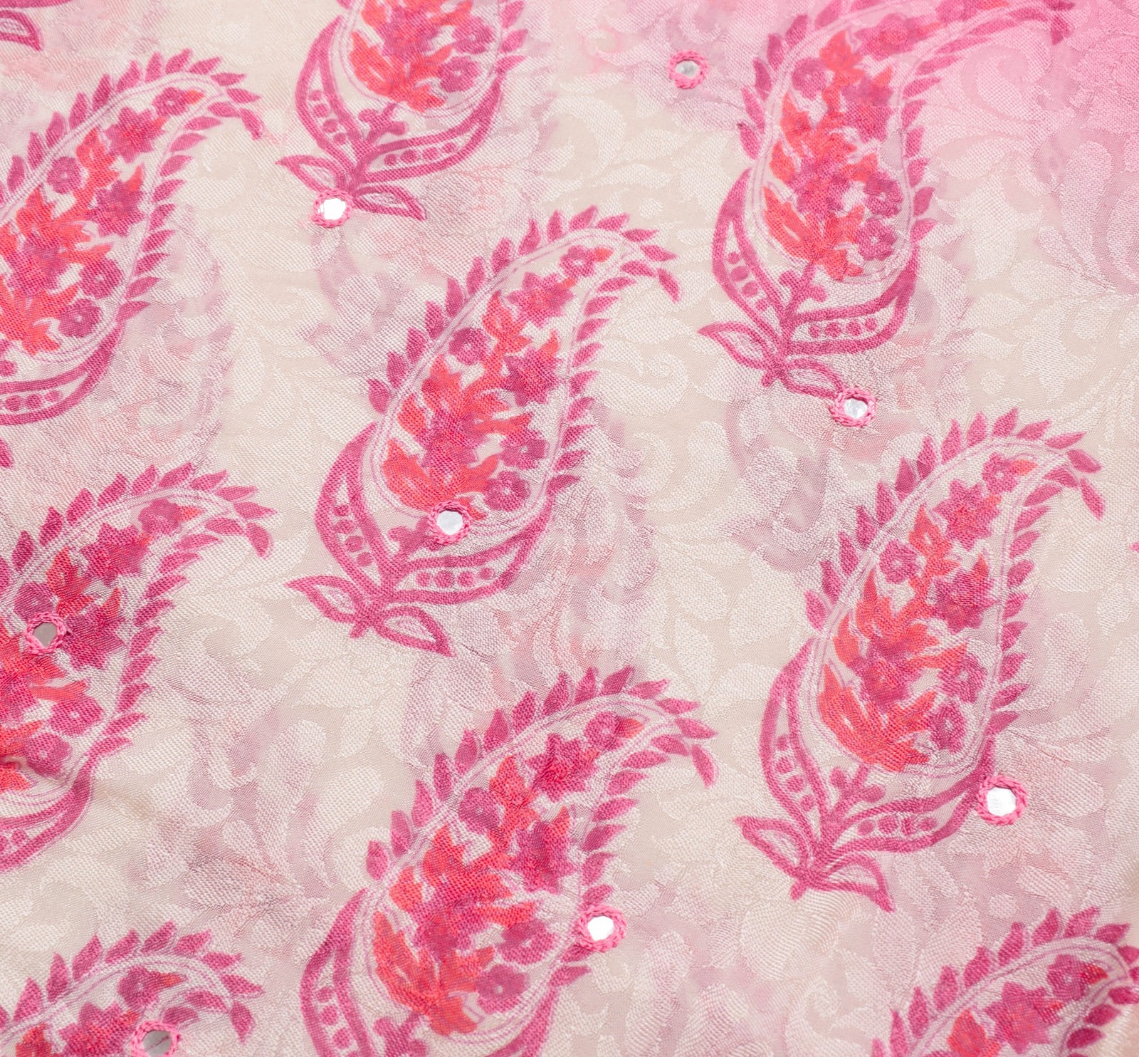 Sushila Vintage Pink Pure Viscose Saree Trending Mirror Work Soft Sari Fabric