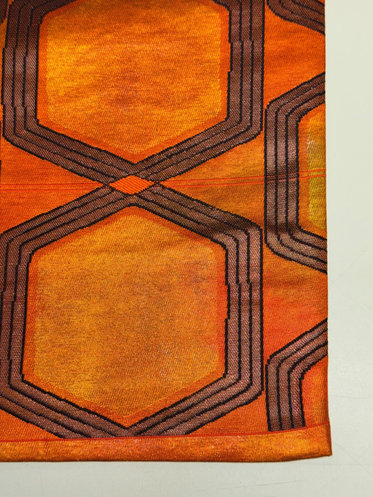 Japanese Vintage Kimono Fukuro Obi silk Orange expensive tradition 170×12.2in