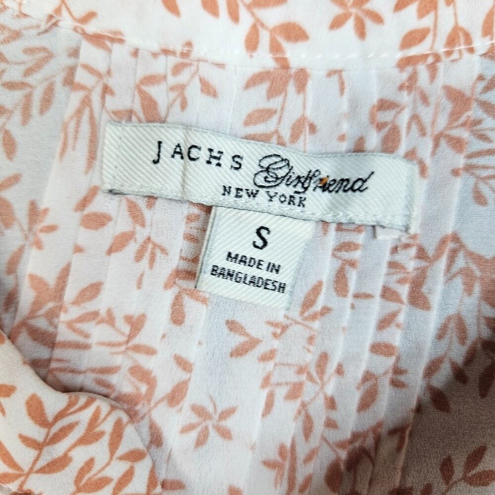 JACHS Girfriend Women’s Leaf Printed casual 3/4 Sleeve Button Up Blouse Sz S