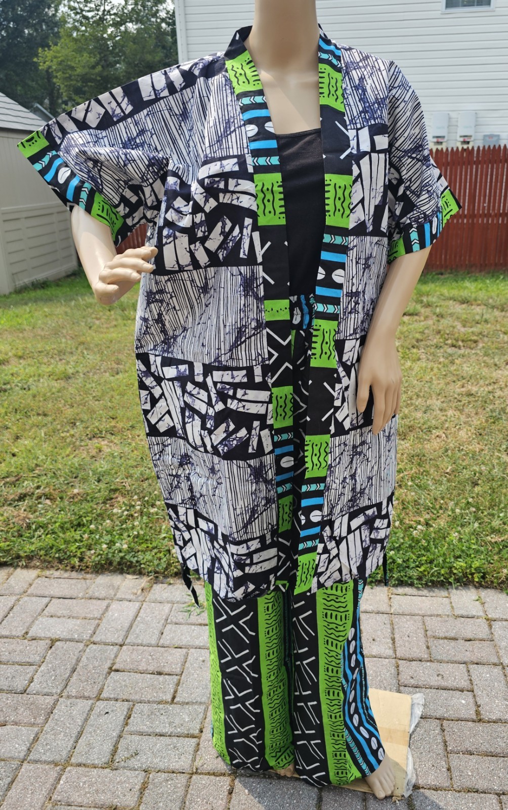 African Print 2 Piece Kimono with Long Pants