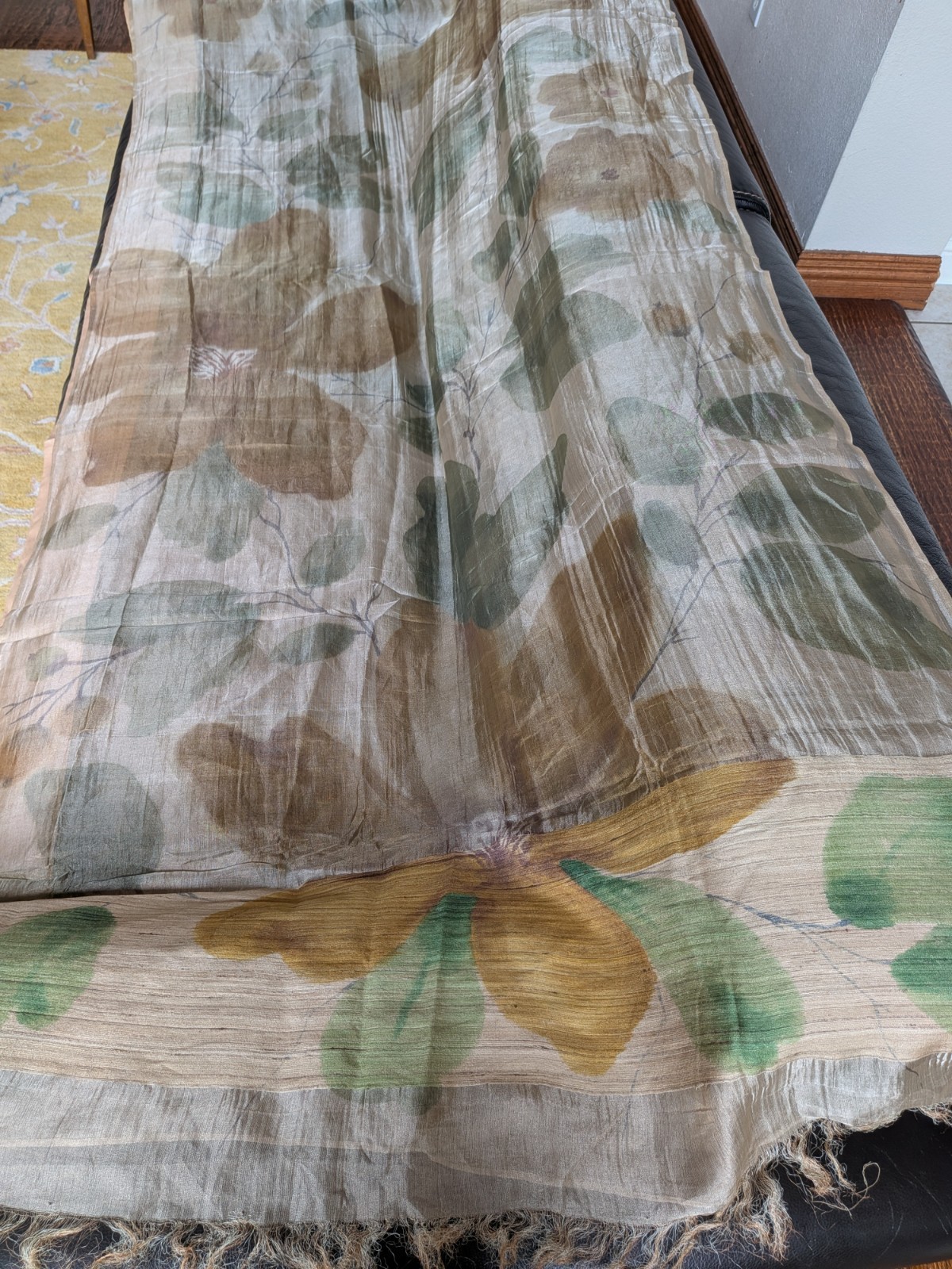 Pure Tissue Silk Saree Hand Painted With Blouse Fall And Pico Done