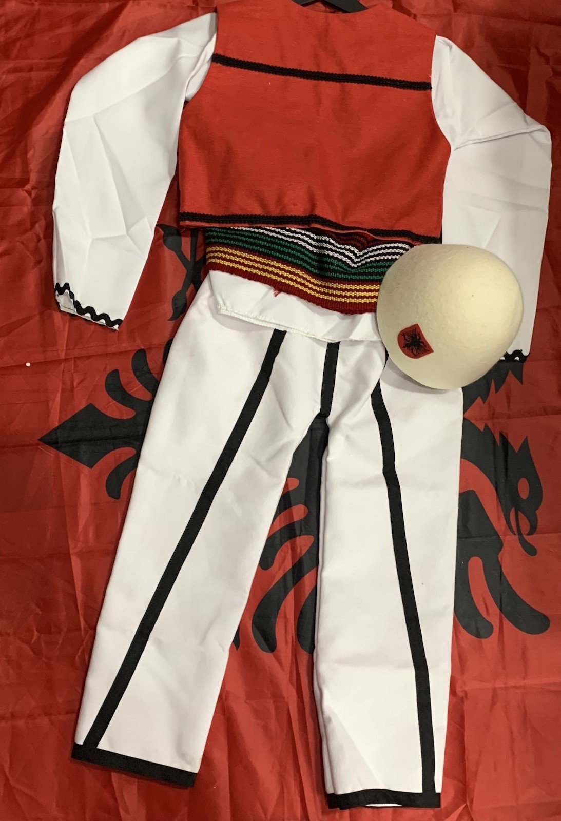 NEW ALBANIA TRADITIONAL FOLK COSTUME SUIT BOYS MEN-6-8 YEARS-HANDMADE