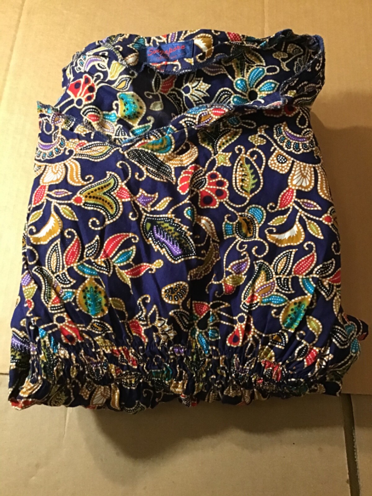 Kurta Indian Floral Pattern One Piece Gown By Singapore Collection Women’s Sz XL