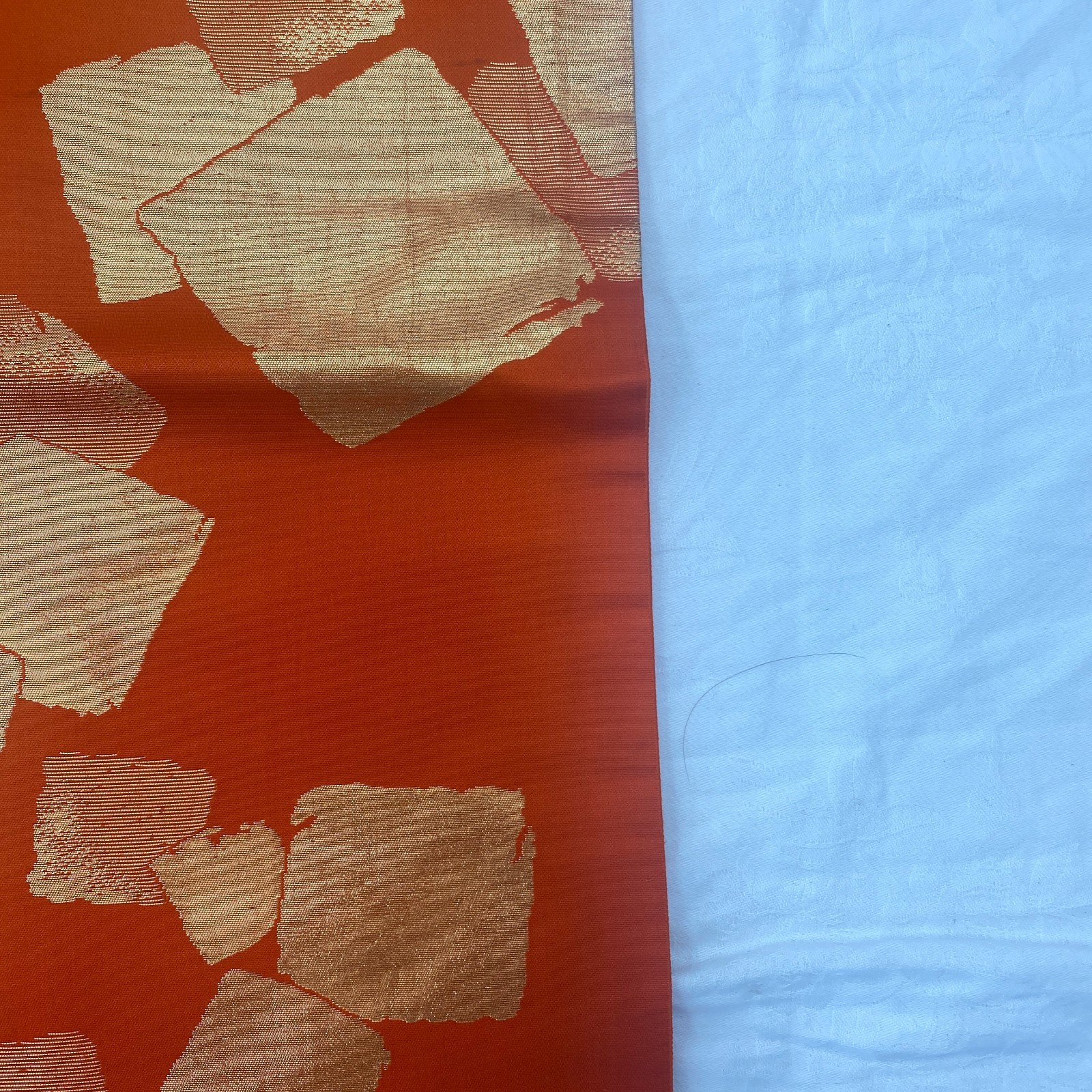 Japanese Vintage Kimono Nagoya Obi Silk Orange Traditional Authentic 131x 12 in