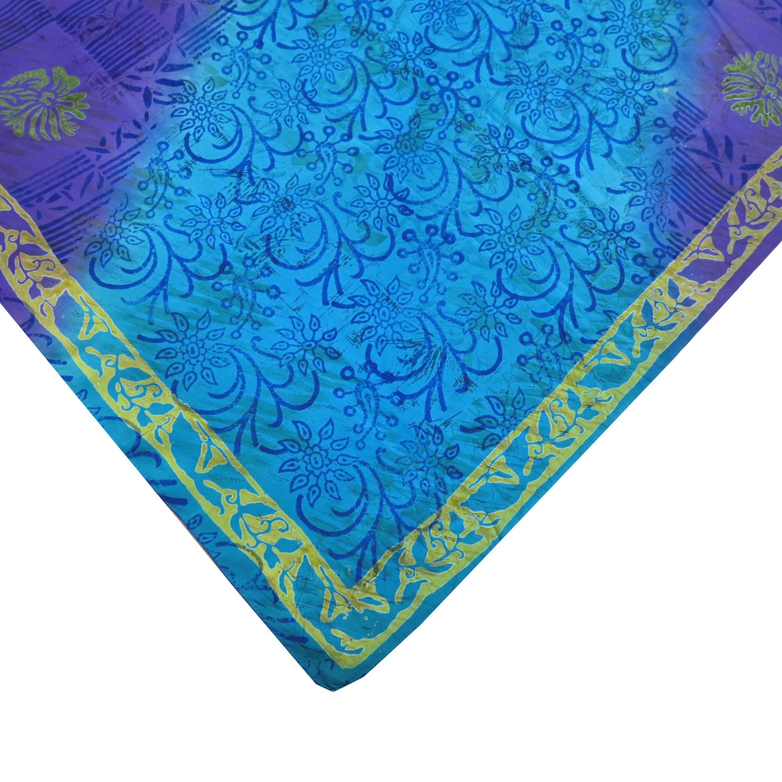 Vintage Sari Purple & Blue Pure Silk Printed Saree 6yd Sewing Craft Fabric Soft