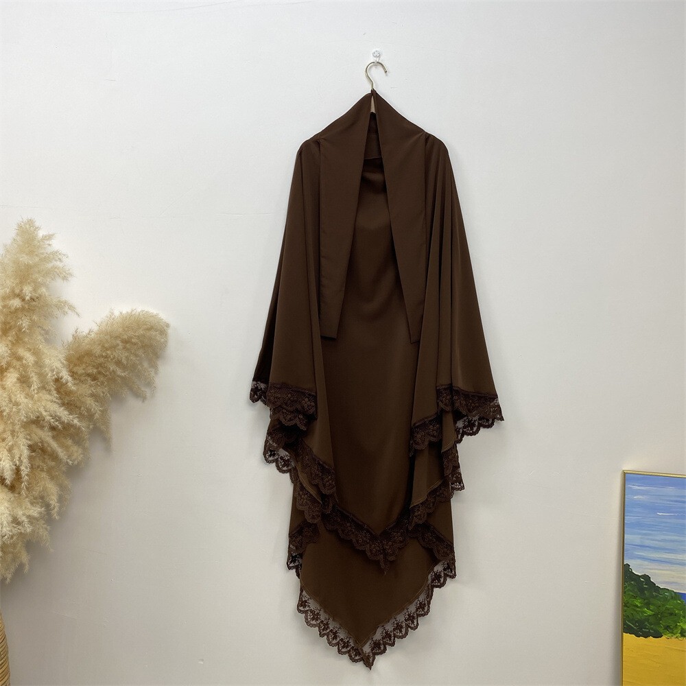 Muslim Women Overhead Khimar Prayer Garment Burqa Kaftan One Piece Hijab Top Eid