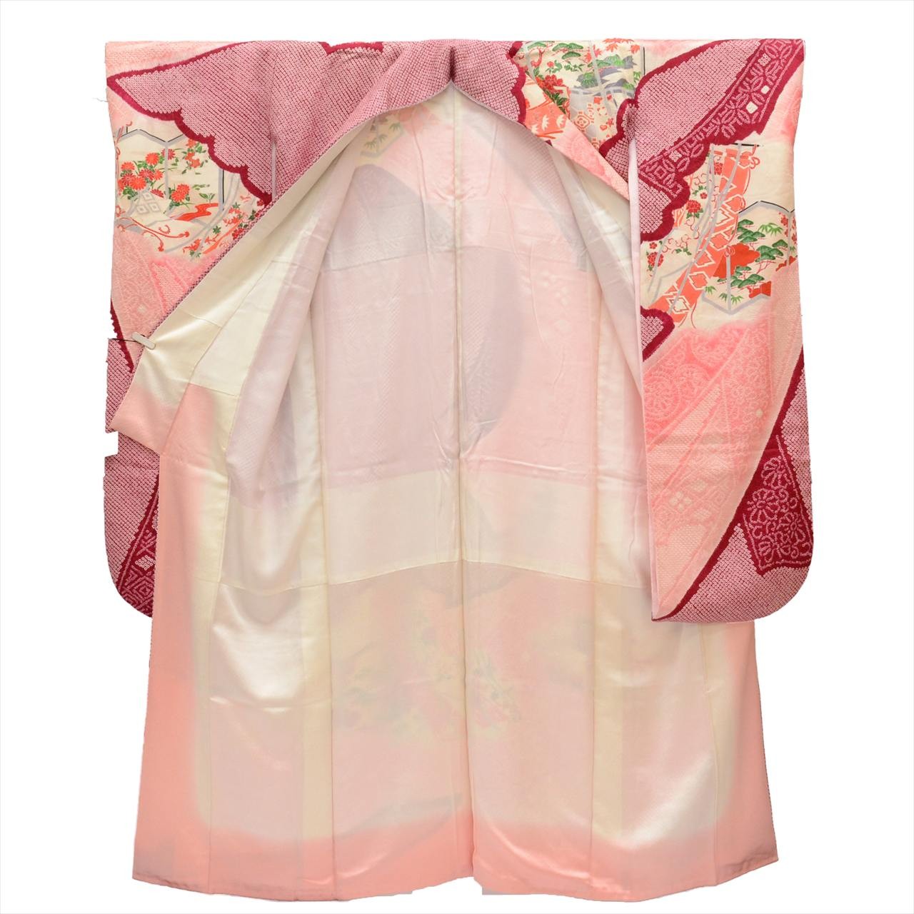 Vintage Japanese Kimono | Furisode & Nagajuban Set | Red Silk tt1320b*