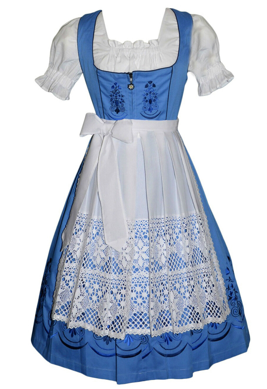 Sz 2 Dirndl Trachten German Dress Long Oktoberfest Waitress Women EMBROIDERED