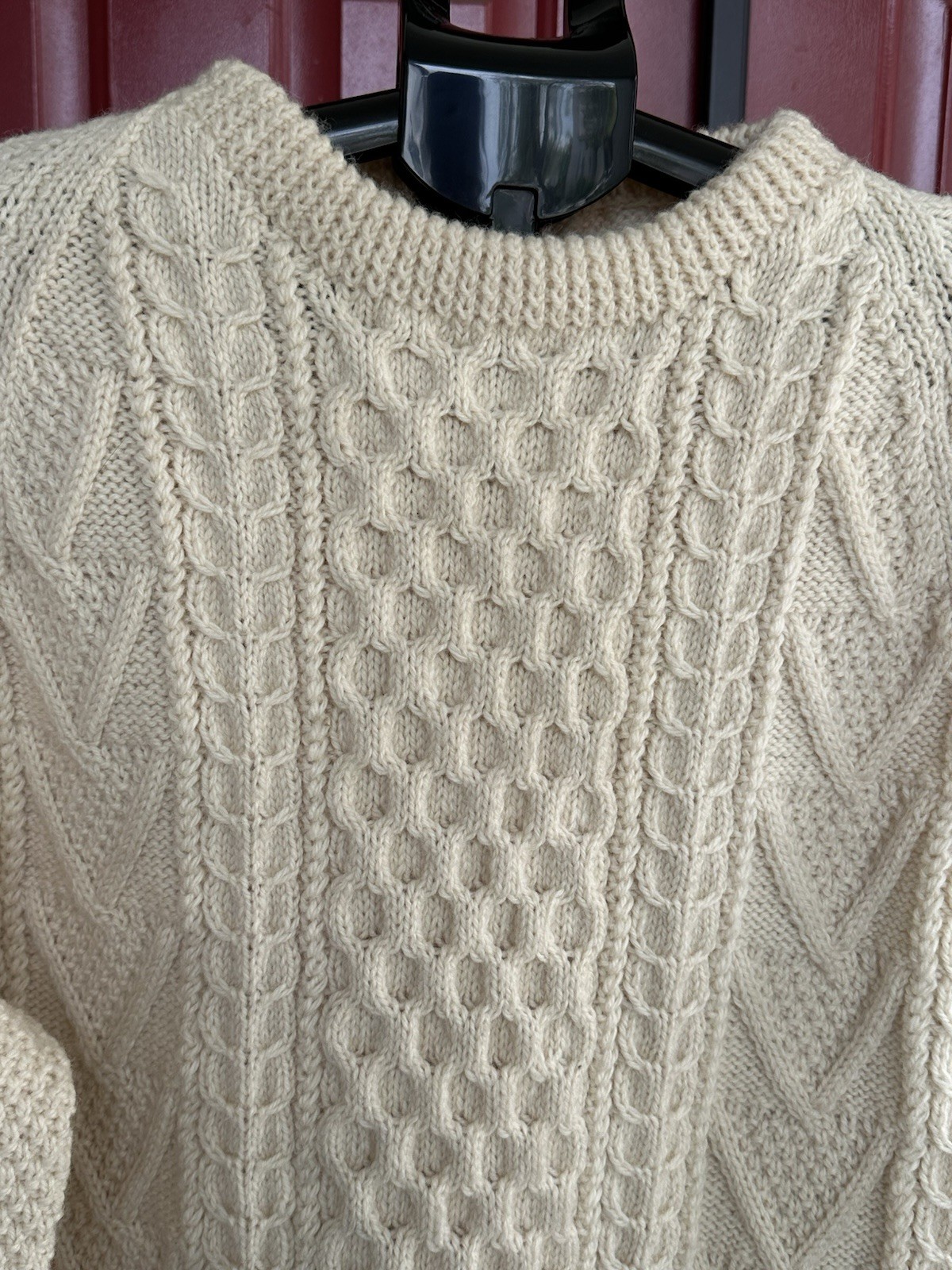 Aisling Aran Crafts Men’s X-LARGE 100% Wool Fisherman’s Crewneck Made in Ireland