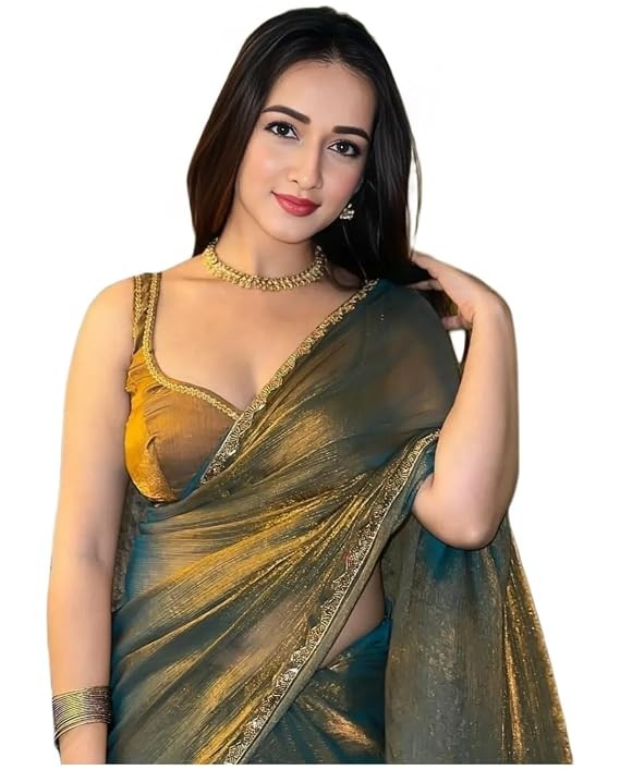 Women Indian Saree Beautiful Partywear Hand Work Lace Boarder Saree