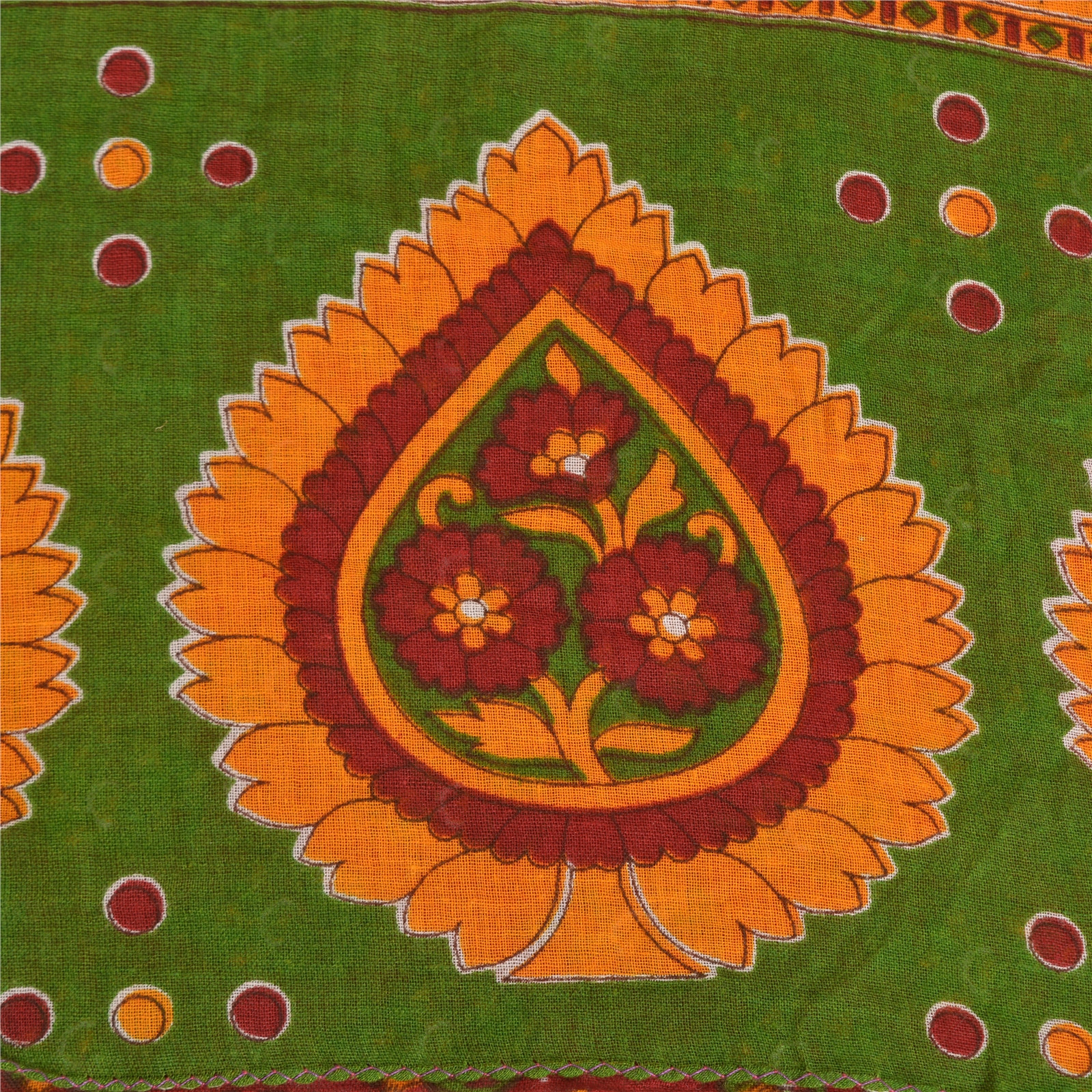 Sanskriti Vintage Sarees Dark Red 100% Pure Cotton Printed Sari 5Yd Craft Fabric