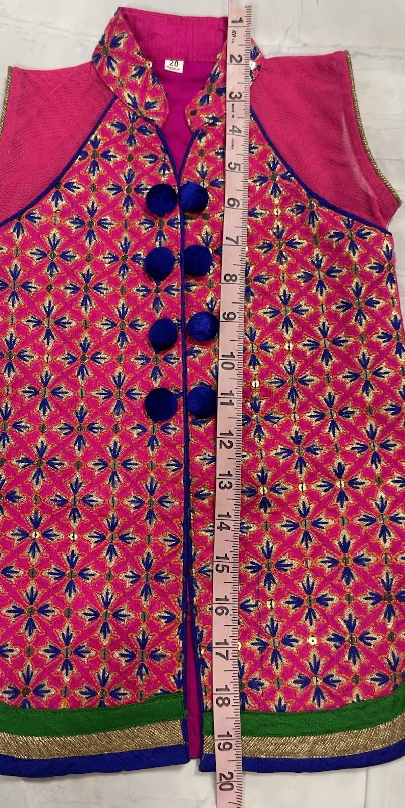 Indian Wedding Dress Jacket Baby Girl Toddler Size 20 Beautiful Hot pink Blue
