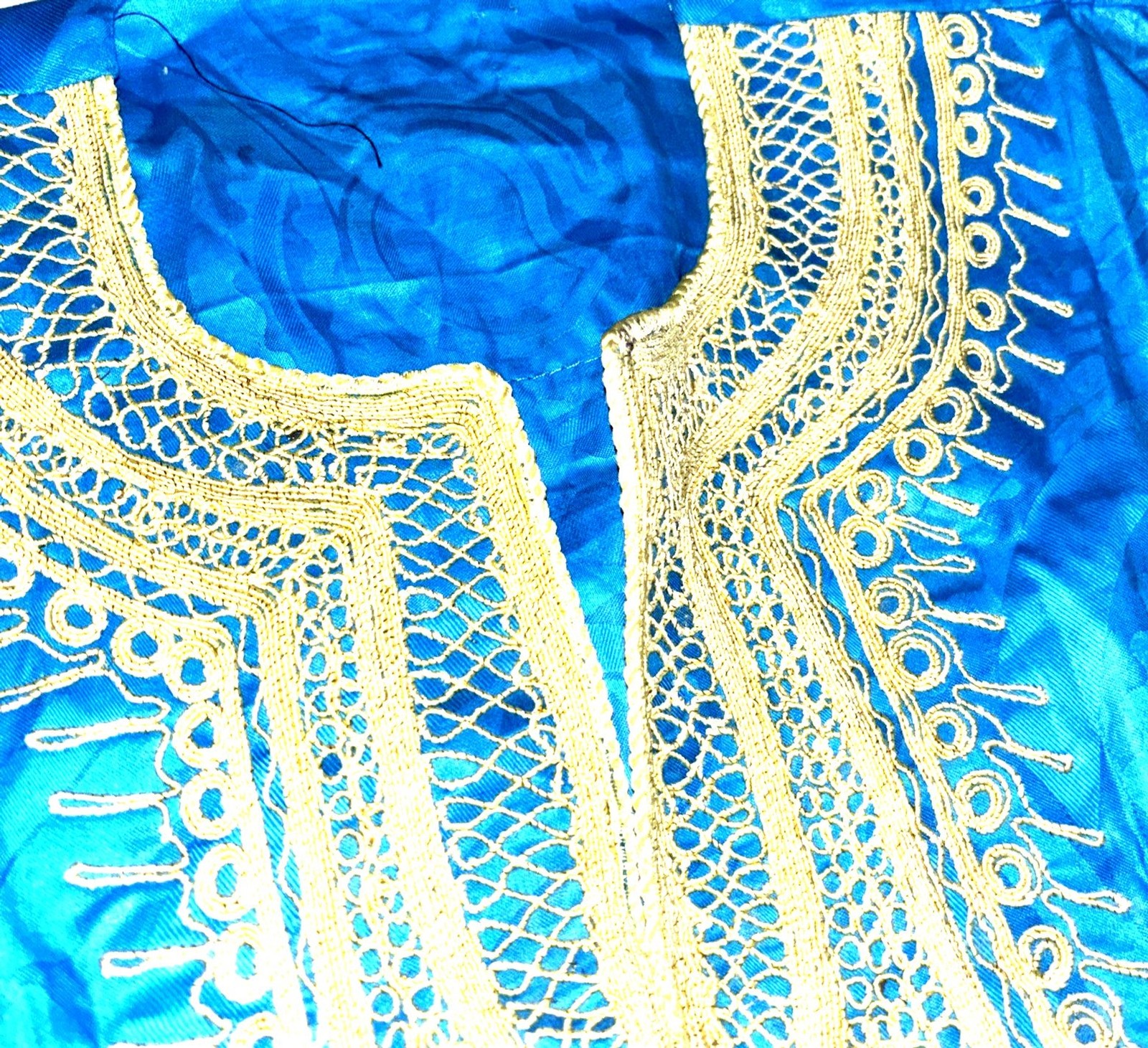 African Dashiki Outfit Royal Blue/Gold Embroidered Long Shirt