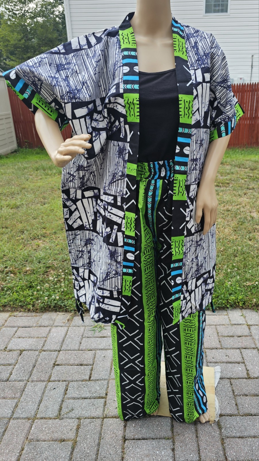 African Print 2 Piece Kimono with Long Pants