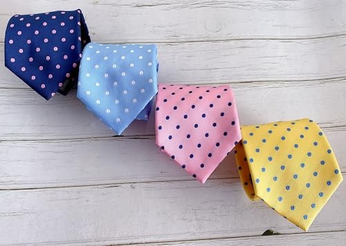 Mens Necktie Polka Dot Ties For Men Classic Dressing Tie Sky Blue White
